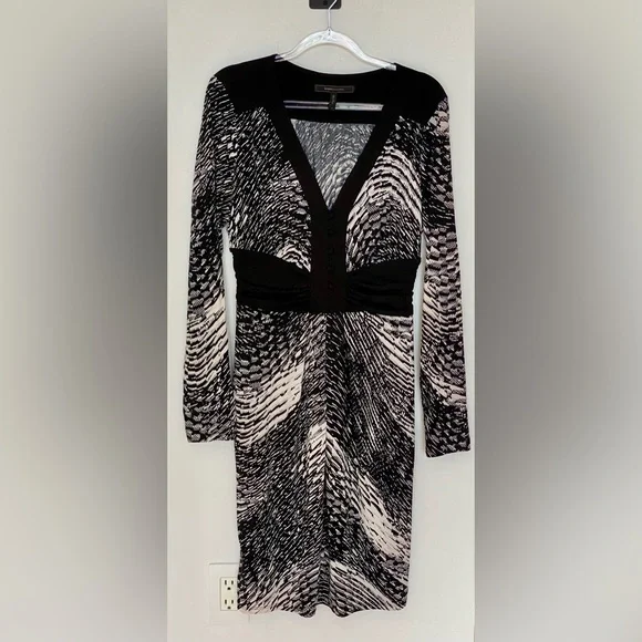 BCBG Max Azria Womens Paulette Black and White Dress